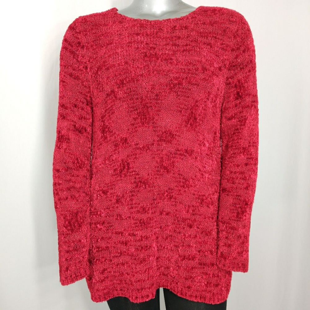 Avenue Red Textured KnitLong Sleeve Sweater 18W